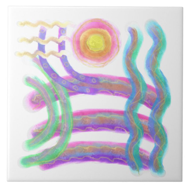 Abstrakte Kunst der Sonne Fliese (Vorderseite)