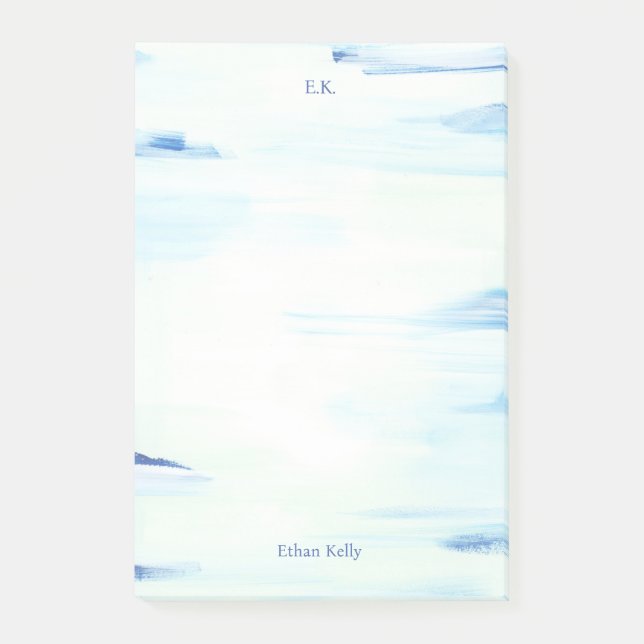 Abstrakte Kunst des Blauen Ozeans Personalisierter Post-it Klebezettel (Vorderseite)