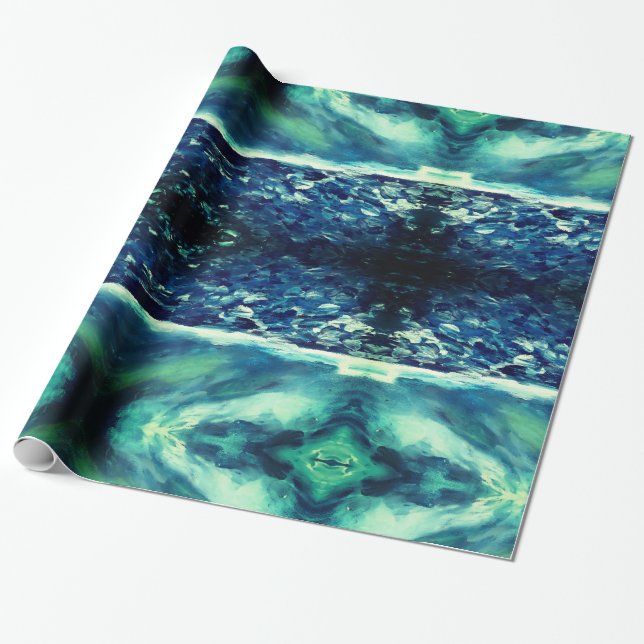 Abstrakte Kunst des Blauen Sturms Geschenkpapier (Ungerollt)