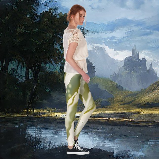 Abstrakte Kunst des schimmernden grünen Schaffens Leggings (Von Creator hochgeladen)