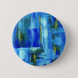 Abstrakte Kunst, die blaue grünes GoldBrushstrokes Button