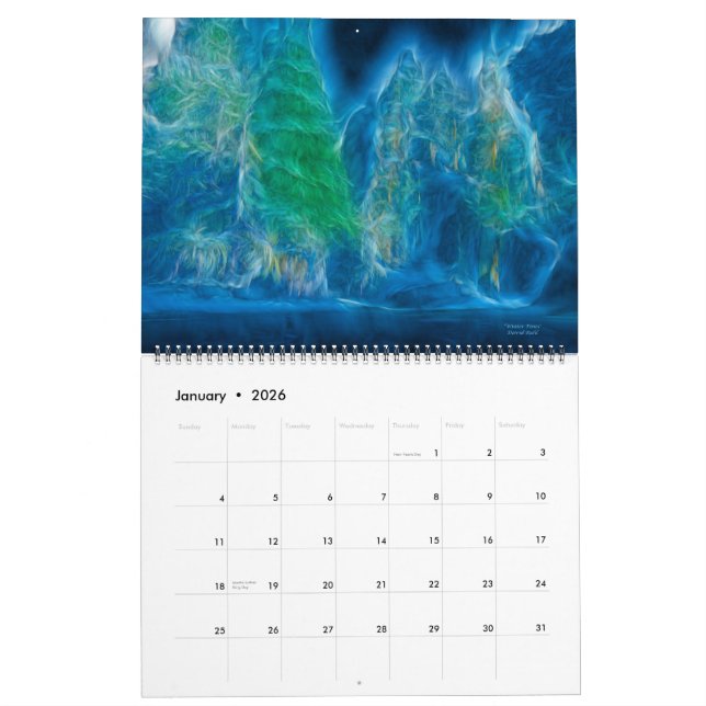 Abstrakte Kunst durch David Ruhl Kalender (Jan 2026)