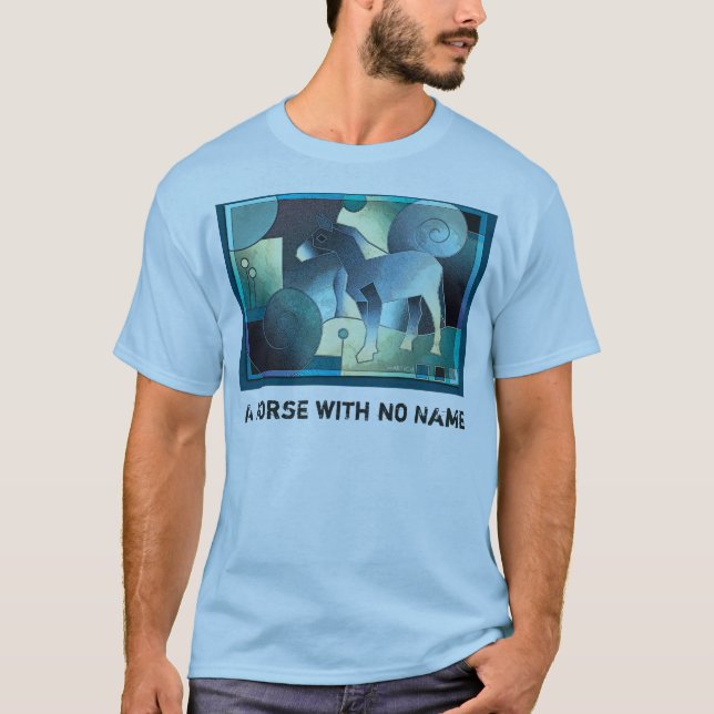 Abstrakte KUNST - EIN PFERD - blauer Sand T-Shirt (Vorderseite)