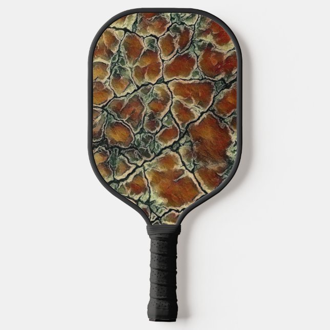 Abstrakte Kunst Erde Farbtöne Muster Pickleball Schläger (Rückseite)