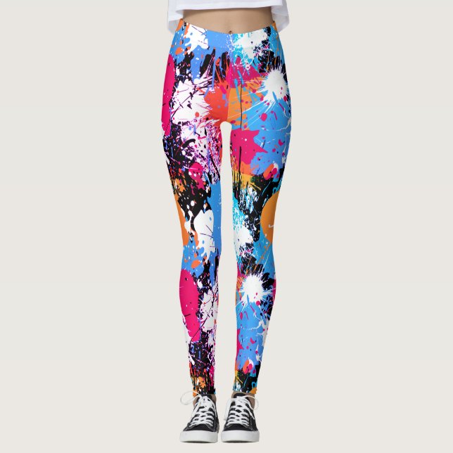 Abstrakte Kunst - farbenfrohe Leggings - Malerei (Vorderseite)
