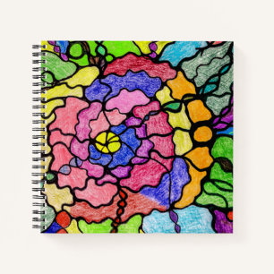 Abstrakte Kunst Farbenfrohe Wunderbare Blume Notizbuch