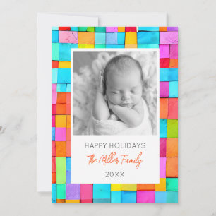 Abstrakte Kunst FOTO Familie NAME Bunt JAHR Baby Feiertagskarte