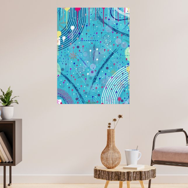 Abstrakte Kunst: Funken am Himmel Poster (Wohnzimmer 3)