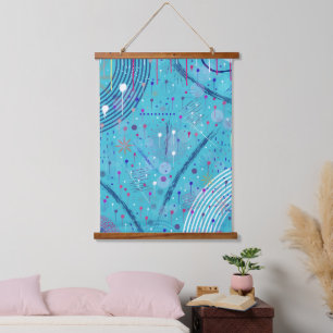 Abstrakte Kunst: Funken am Himmel Wandteppich Mit Holzrahmen