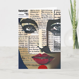 Abstrakte Kunst   Gesicht einer Dame Digitale Text Feiertagskarte