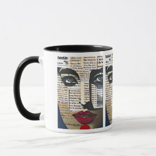 Abstrakte Kunst   Gesicht einer Dame Digitale Text Tasse