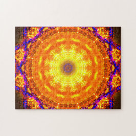 Abstrakte Kunst | goldener und lila Mandala Puzzle