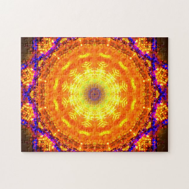 Abstrakte Kunst | goldener und lila Mandala Puzzle (Horizontal)