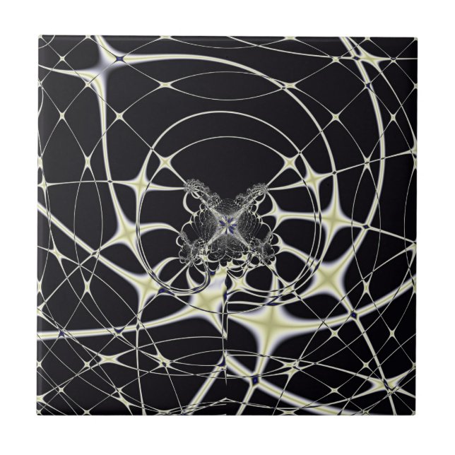 Abstrakte Kunst Goldenes Spinnennetz Fliese (Vorderseite)