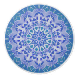 Abstrakte Kunst handbemalt Blue Aquamarin Mandala Keramikknauf
