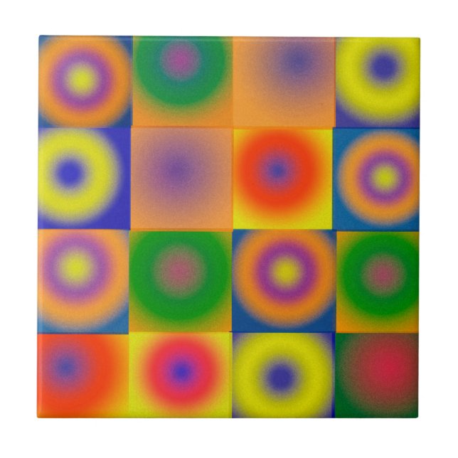 Abstrakte Kunst hellgelb rot Fliese (Vorderseite)