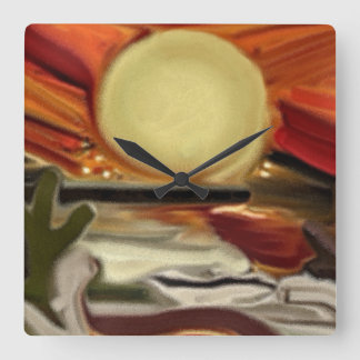 Abstrakte Kunst im Südwesten Quadratische Wanduhr