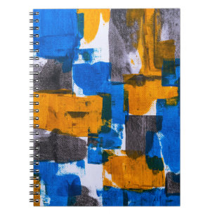 Abstrakte Kunst in Blau, Orange und Grau Notizblock