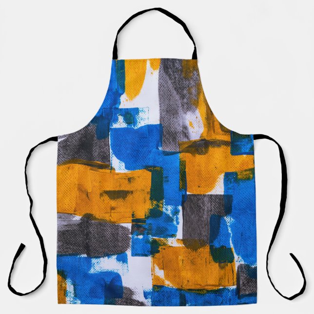 Abstrakte Kunst in Blau, Orange und Grau Schürze (Vorderseite)