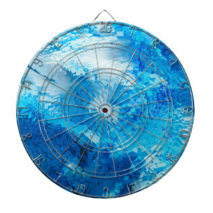 Abstrakte Kunst in Blau und Weiß Dartscheibe