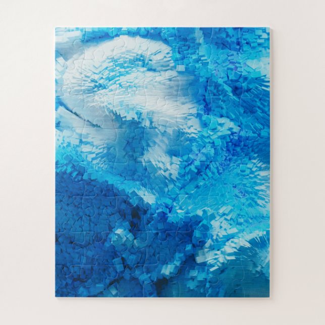 Abstrakte Kunst in Blau und Weiß Puzzle (Vertikal)