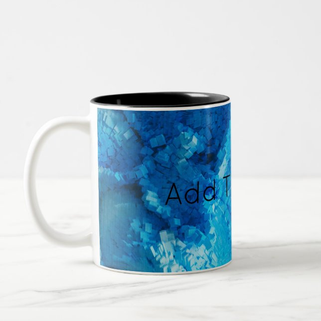 Abstrakte Kunst in Blau und Weiß Zweifarbige Tasse (Links)