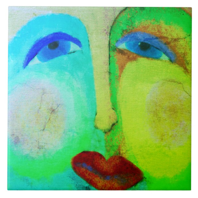 Abstrakte Kunst in einem glücklichen Gesicht Fliese (Vorderseite)