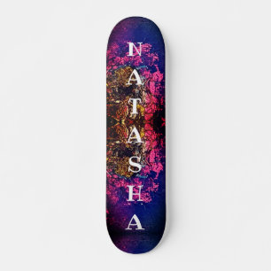 Abstrakte Kunst in Girly Black und Pink Skateboard