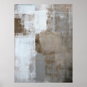abstrakte Kunst in Grau und Beige "ruhig und neutr Poster