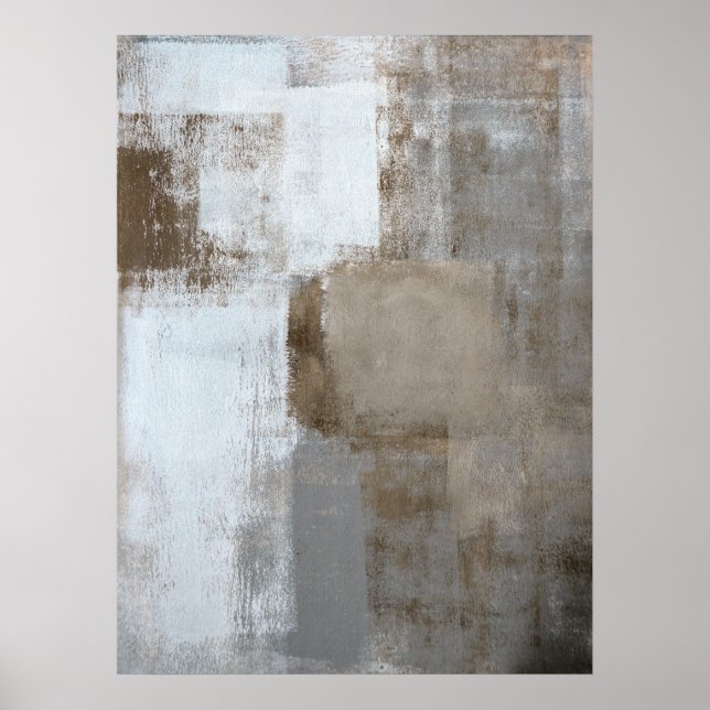 abstrakte Kunst in Grau und Beige "ruhig und neutr Poster (Vorne)