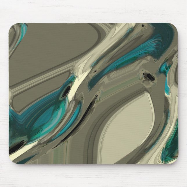 Abstrakte Kunst in Grau und Blau Mousepad (Vorne)