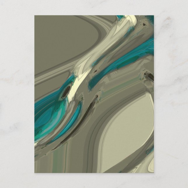 Abstrakte Kunst in Grau und Blau Postkarte (Vorderseite)