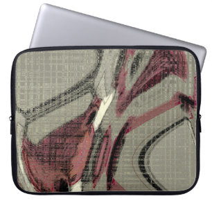 Abstrakte Kunst in Grau und Rot Laptopschutzhülle