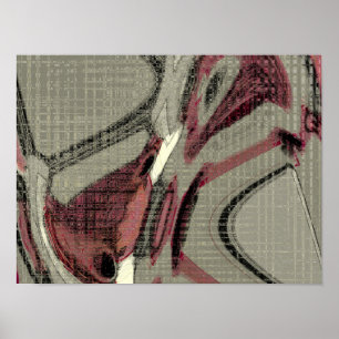 Abstrakte Kunst in Grau und Rot Poster