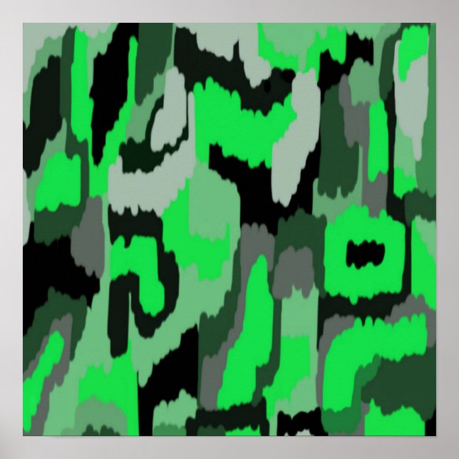 Abstrakte Kunst in Grün und Schwarz Poster (Vorne)