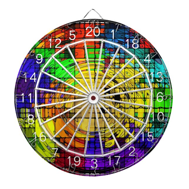 Abstrakte Kunst in Primärfarben - Klappbrett Dartscheibe (vorne)