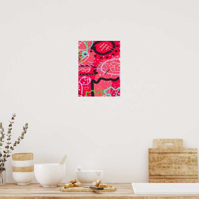 Abstrakte Kunst in Rot Poster (Küche)