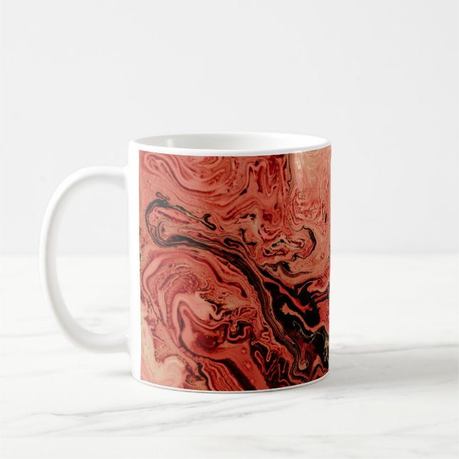 Abstrakte Kunst in Rot und Braun Kaffeetasse (Links)