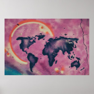 Abstrakte Kunst in Schwarz und Rosa Poster