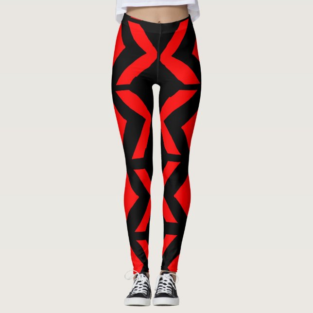abstrakte Kunst in Schwarz und Rot Leggings (Vorderseite)