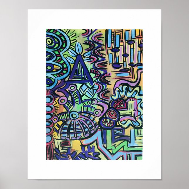 Abstrakte Kunst in Tageszeitungen Poster (Vorne)