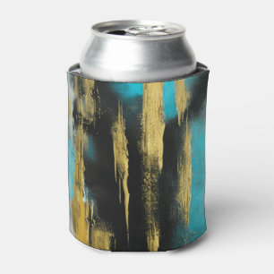 Abstrakte Kunst in Türkis, Gold und Schwarz Dosenkühler
