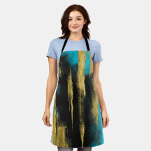 Abstrakte Kunst in Türkis, Gold und Schwarz