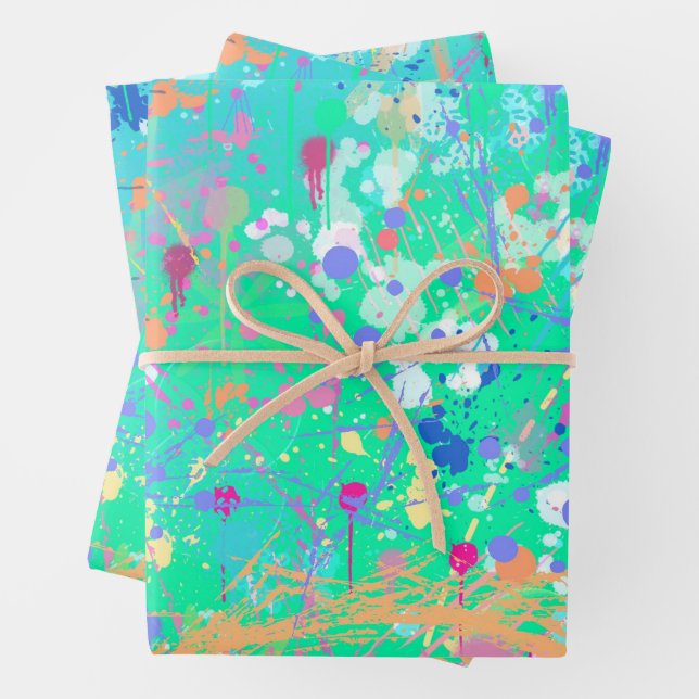 Abstrakte Kunst: Kleine Meerestiere  Geschenkpapier Set (Beispiel)