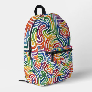 Abstrakte Kunst Labyrinth Regenbogen Wasserfarbe R Bedruckter Rucksack