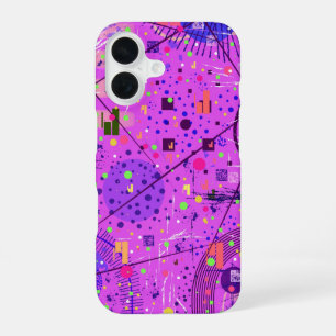 Abstrakte Kunst: Lila Glitch iPhone 16 Hülle