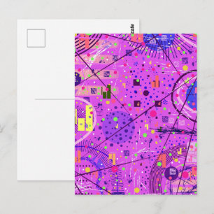 Abstrakte Kunst: Lila Glitch Postkarte