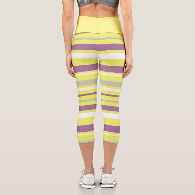 Abstrakte Kunst Lila Graugelbe Capri Leggin (Rückseite)