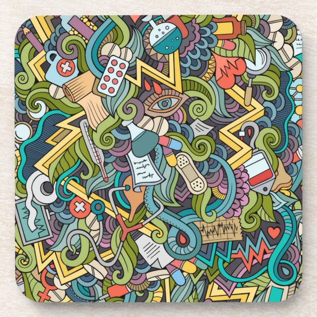 Abstrakte Kunst-medizinisches Ikonen-Muster Getränkeuntersetzer (Vorderseite)