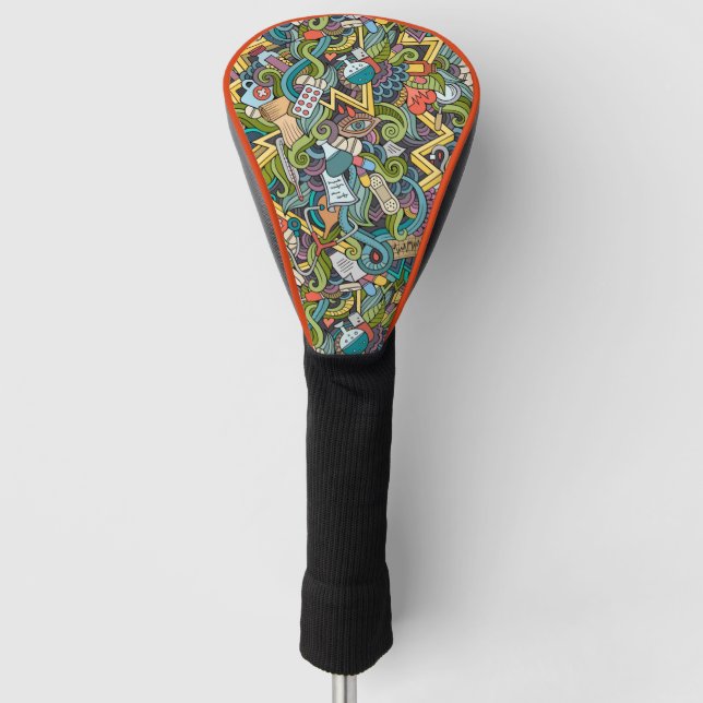 Abstrakte Kunst-medizinisches Ikonen-Muster Golf Headcover (Vorderseite)